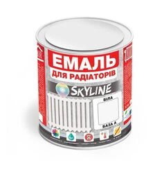 Емаль акрилова термостійка SkyLine для радіаторів Біла Глянсова, 0,75 л