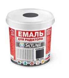 Емаль акрилова термостійка SkyLine для радіаторів RAL 7024 Графітова Глянсова, 0,4 л