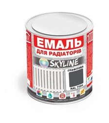 Емаль акрилова термостійка SkyLine для радіаторів RAL 7024 Графітова Глянсова, 0,75 л