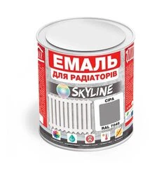 Эмаль акриловая термостойкая SkyLine для радиаторов RAL 7046 Серая Глянцевая, 0,75 л
