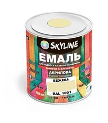 Эмаль акриловая SkyLine для пола RAL 1001 Бежевая, 0,75 л
