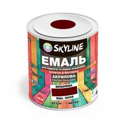 Емаль акрилова SkyLine для підлоги RAL 3005 Вишнева, 0,75 л