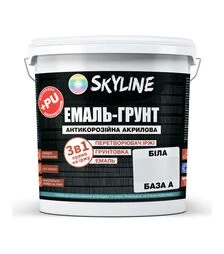 Емаль-ґрунт 3 в 1 акрил-поліуретанова SkyLine Біла Шовковисто-матова, 6 кг