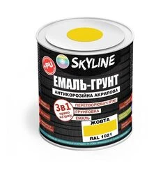 Эмаль-грунт 3 в 1 акрил-полиуретановая SkyLine RAL 1021 Желтая Шелковисто-матовая, 0,9 кг