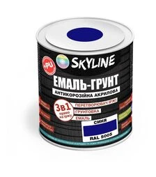 Эмаль-грунт 3 в 1 акрил-полиуретановая SkyLine RAL 5005 Синяя Шелковисто-матовая, 0,9 кг