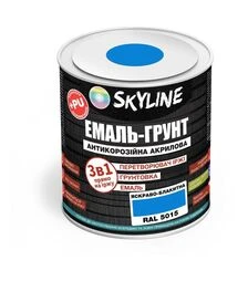 Эмаль-грунт 3 в 1 акрил-полиуретановая SkyLine RAL 5015 Ярко-голубая Шелковисто-матовая, 0,9 кг