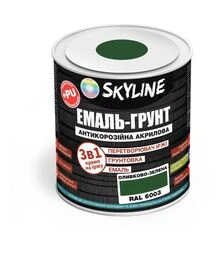 Эмаль-грунт 3 в 1 акрил-полиуретановая SkyLine RAL 6003 Оливково-зеленая Шелковисто-матовая, 0,9 кг
