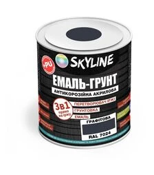 Эмаль-грунт 3 в 1 акрил-полиуретановая SkyLine RAL 7024 Графитовая Шелковисто-матовая, 0,9 кг