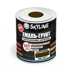 Эмаль-грунт 3 в 1 акрил-полиуретановая SkyLine RAL 8017 Коричневая Шелковисто-матовая, 0,9 кг