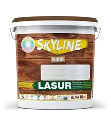 Лазурь акриловая декоративно-защитная SkyLine LASUR Wood для обработки дерева Белая, 10 л