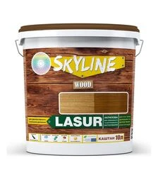 Лазур акрилова декоративно-захисна SkyLine LASUR Wood для обробки дерева Каштан, 10 л