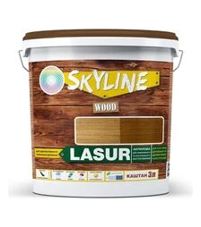 Лазур акрилова декоративно-захисна SkyLine LASUR Wood для обробки дерева Каштан, 3 л