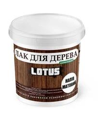 Лак акриловий LOTUS для дерева Безбарвний Напівматовий, 0,5 л