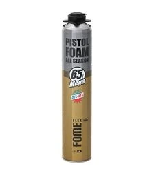 Пена монтажная пистолетная Fome Flex Mega 65L, всесезонная, Желтая, 870 мл