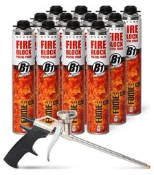 Пена монтажная огнестойкая пистолетная Fome Flex Fire Block, Розовая, 750 мл, с пистолетом, 12 шт