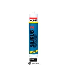 Герметик силіконовий нейтральний низькомодульний Soudal Silirub 2, Алюмінієво-сірий, 300 мл