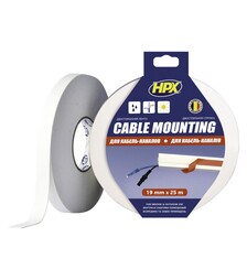 Лента двусторонняя Cable Mounting, 19 мм Белая, 25 м