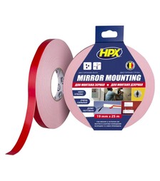 Стрічка двостороння MIRROR MOUNTING, 19 мм Біла, 25 м