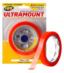 Стрічка двостороння ULTRA MOUNT, 15 мм Прозора, 10 м