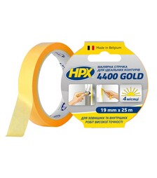 Стрічка малярська HPX 4400 Gold, 19 мм Жовта, 25 м