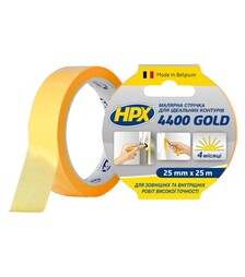 Стрічка малярська HPX 4400 Gold, 25 мм Жовта, 25 м