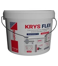 Гідроізоляція двокомпонентна еластична KRYS FLEX для внутрішніх та зовнішніх робіт, Білий, 17,5 кг