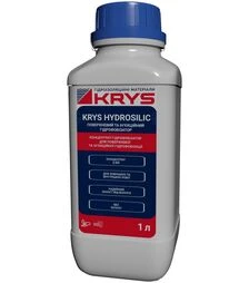 Гидрофобизатор концентрированный KRYS HYDROSILIC для поверхностной и объемной гидрофобизации, Светло-желтый, 1 л