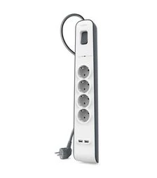 Мережевий подовжувач-фільтр Belkin 3х1,5 мм², 4 розетки, білий, 2 м (BSV400VF2M)