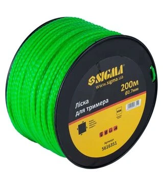 Леска для триммера Sigma витый квадрат &Oslash;2,7мм, 200м катушка (5616351)