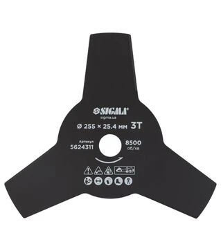 Ніж для тримера Sigma &Oslash;255&times;25,4мм, 3Т (5624311)