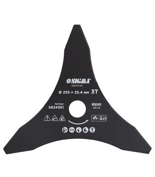 Нож для триммера Sigma &Oslash;255&times;25,4мм, остроконечный 3Т (5624351)