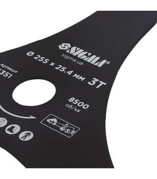 Нож для триммера Sigma &Oslash;255&times;25,4мм, остроконечный 3Т (5624351)