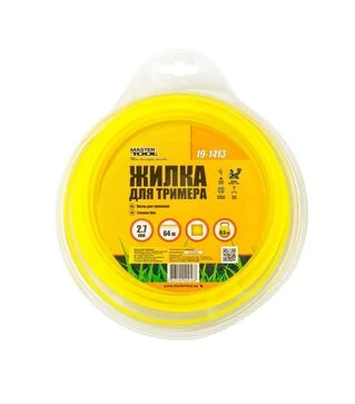 Леска для триммера MASTERTOOL квадратная 2,7 мм, 64 м блистер (19-1413)