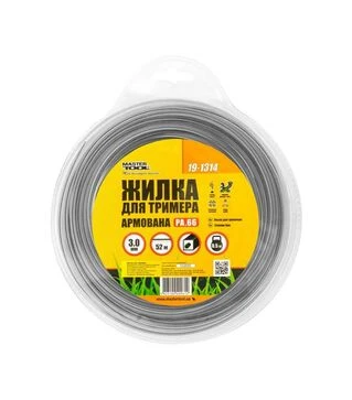 Леска для триммера MASTERTOOL квадратная, армированная, 3 мм, 52 м блистер (19-1314)