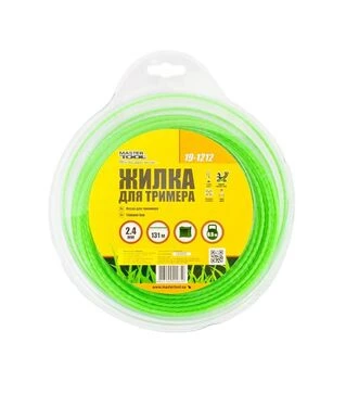 Леска для триммера MASTERTOOL квадрат витая, 2,4 мм, 131 м блистер (19-1212)