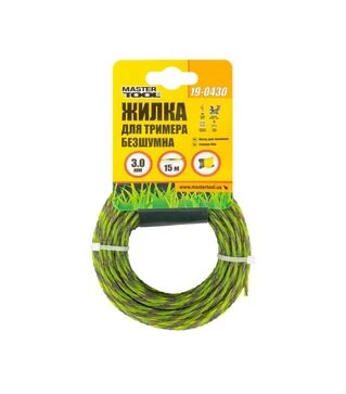 Волосінь для тримера MASTERTOOL SPIRAL SQUARE, безшумна, 3 мм, 15 м (19-0430)