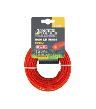 Леска для триммера MASTERTOOL ПИРАНЬЯ, квадрат зубчатый, 3 мм, 15 м (19-0530)