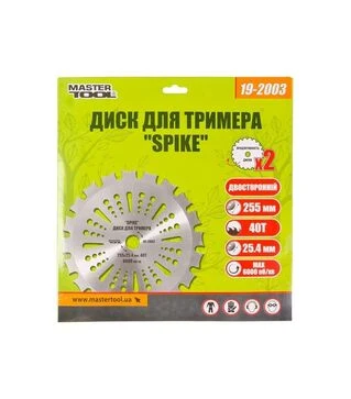 Диск для тримера MASTERTOOL SPIKE 255х25,4, 40Т з побідитовою напайкою (19-2003)