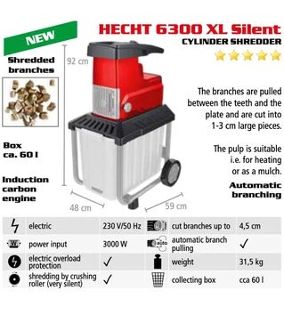 Садовий подрібнювач електричний Hecht 6300 XL Silent (HECHT6300XLSilent)