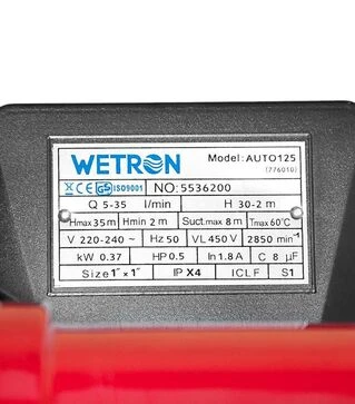 Насосная станция Wetron AUTOGP125Z, 370 Вт, 32 м, 35 л/мин (776010)