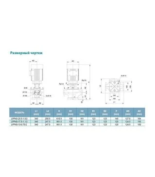 Насос відцентровий вертикальний LEO 3.0 LPP40-13-0.75/2, 400 В, 750 Вт, 17 м, 275 л/хв, для технічної води (7714123)