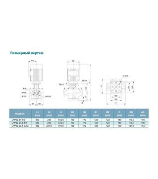 Насос відцентровий вертикальний LEO 3.0 LPP40-17.5-1.1/2, 400 В, 1100 Вт, 21 м, 350 л/хв (7714133)