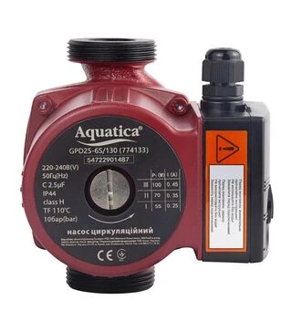 Насос циркуляційний Aquatica 100 Вт, 6 м, 75 л/хв, &Oslash;1 1/2" 130 мм, з гайками &Oslash;1" (774133)