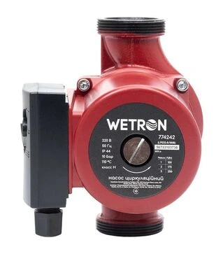 Насос циркуляционный Wetron LPS32-8/180B, 250 Вт, 8 м, 160 л/мин, &Oslash;2" 180 мм, с гайками &Oslash;1 1/4&Prime;, бордо (774242)