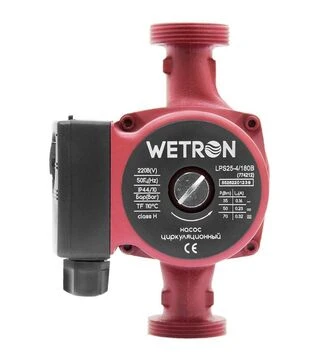 Насос циркуляційний Wetron LР525&ndash;4/180В, 75 Вт, 4 м, 40 л/хв, &Oslash;1 1/2" 180 мм, з гайками &Oslash;1", бордо (774212)