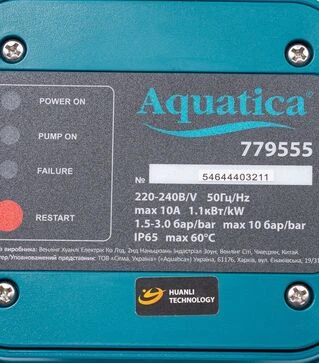 Контролер тиску електронний Aquatica 1,1 кВт, &Oslash;1" (779555)