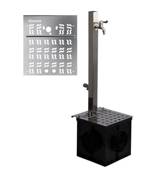 Колонка садовая квадратная РІВНИНА Light 50x50 мм, с 2 кранами, дренажным модулем и решеткой "Волна" (20206Хв)