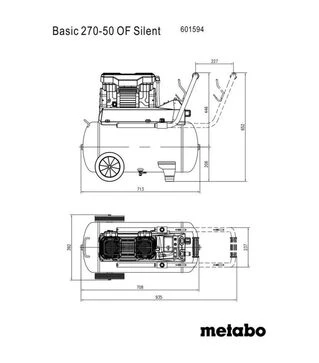 Компрессор Metabo Basic 270-50 OF Silient, 130 л/мин (601594000)