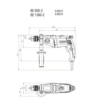 Дриль Metabo BEV 1300-2, 1300 Вт, ключовий патрон (600574000)