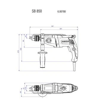 Дрель ударная Metabo SB 850-2, 850 Вт, ключевой патрон (600780000)